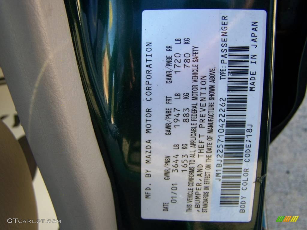 2001 Protege LX - Emerald Green Mica / Beige photo #36