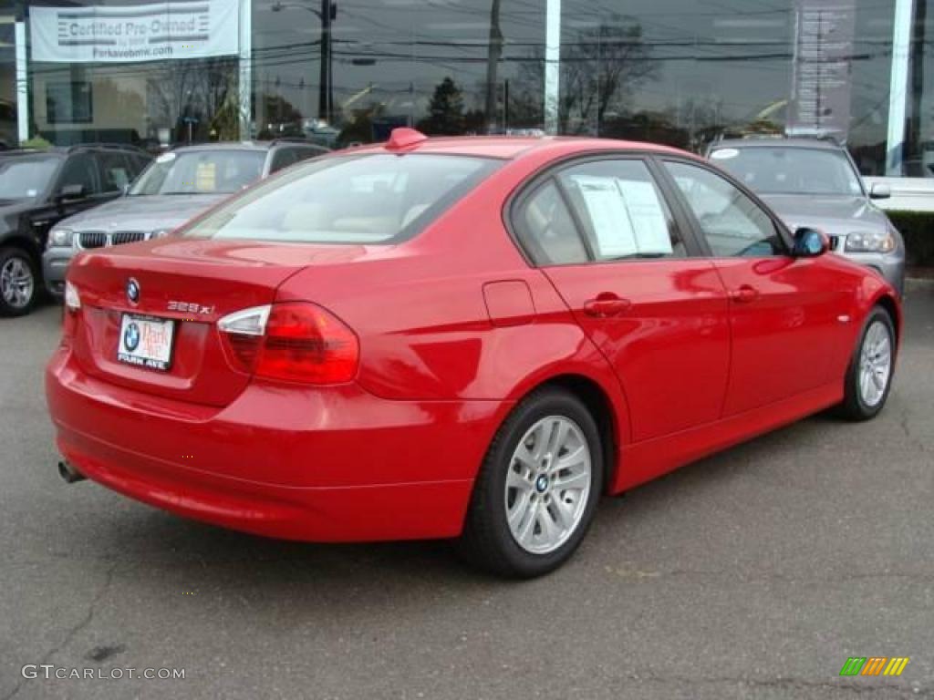 2007 3 Series 328xi Sedan - Crimson Red / Beige photo #8