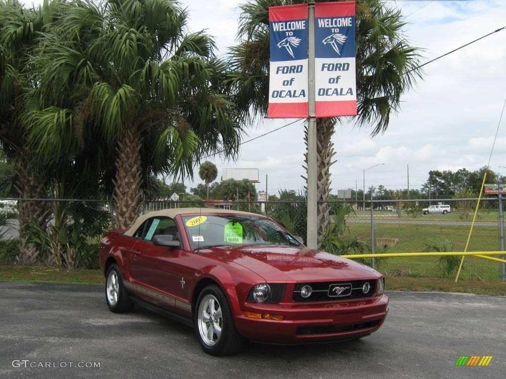 2007 Mustang V6 Premium Convertible - Redfire Metallic / Medium Parchment photo #2