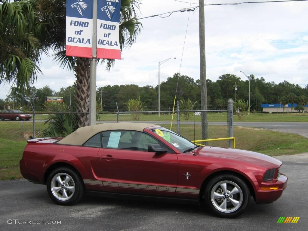 2007 Mustang V6 Premium Convertible - Redfire Metallic / Medium Parchment photo #3