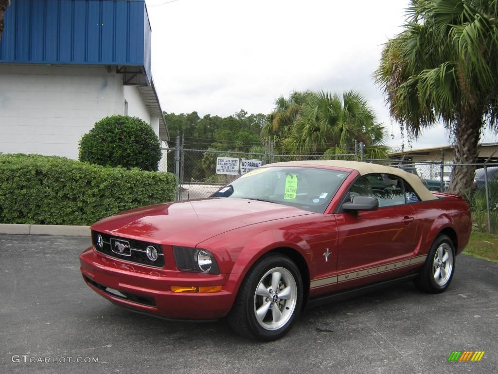 2007 Mustang V6 Premium Convertible - Redfire Metallic / Medium Parchment photo #8