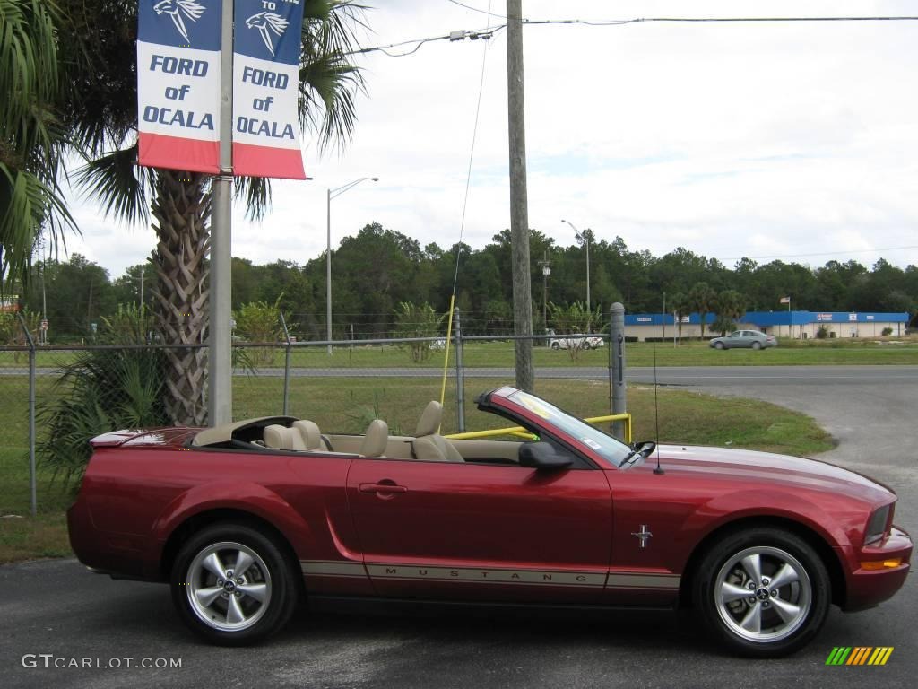 2007 Mustang V6 Premium Convertible - Redfire Metallic / Medium Parchment photo #15
