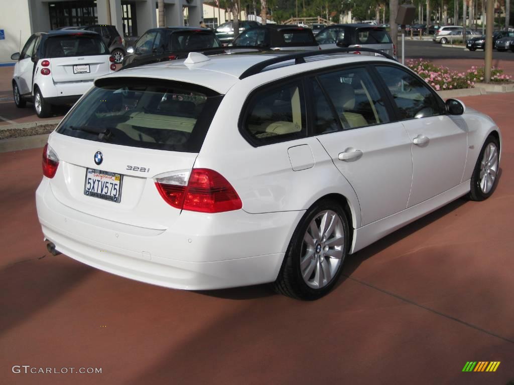 2007 3 Series 328i Wagon - Alpine White / Beige Dakota Leather photo #4