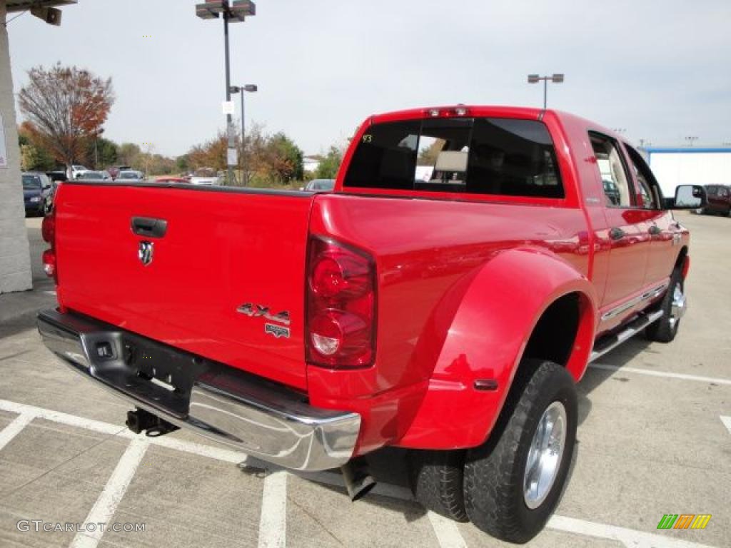 2007 Ram 3500 Laramie Mega Cab 4x4 Dually - Flame Red / Khaki photo #4