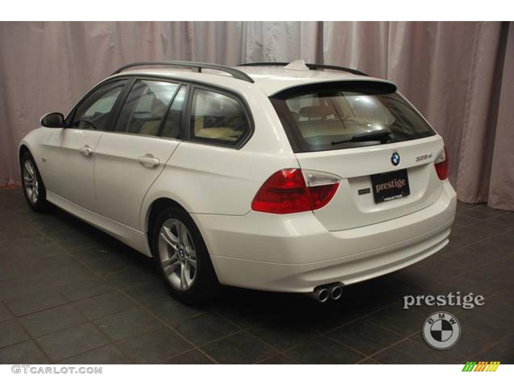 2008 3 Series 328xi Wagon - Alpine White / Beige photo #2