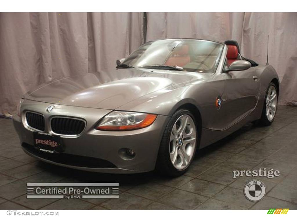 2003 Z4 3.0i Roadster - Sterling Grey Metallic / Red photo #1