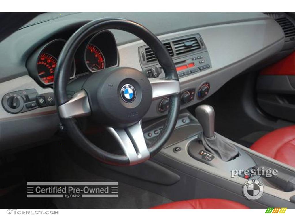 2003 Z4 3.0i Roadster - Sterling Grey Metallic / Red photo #13