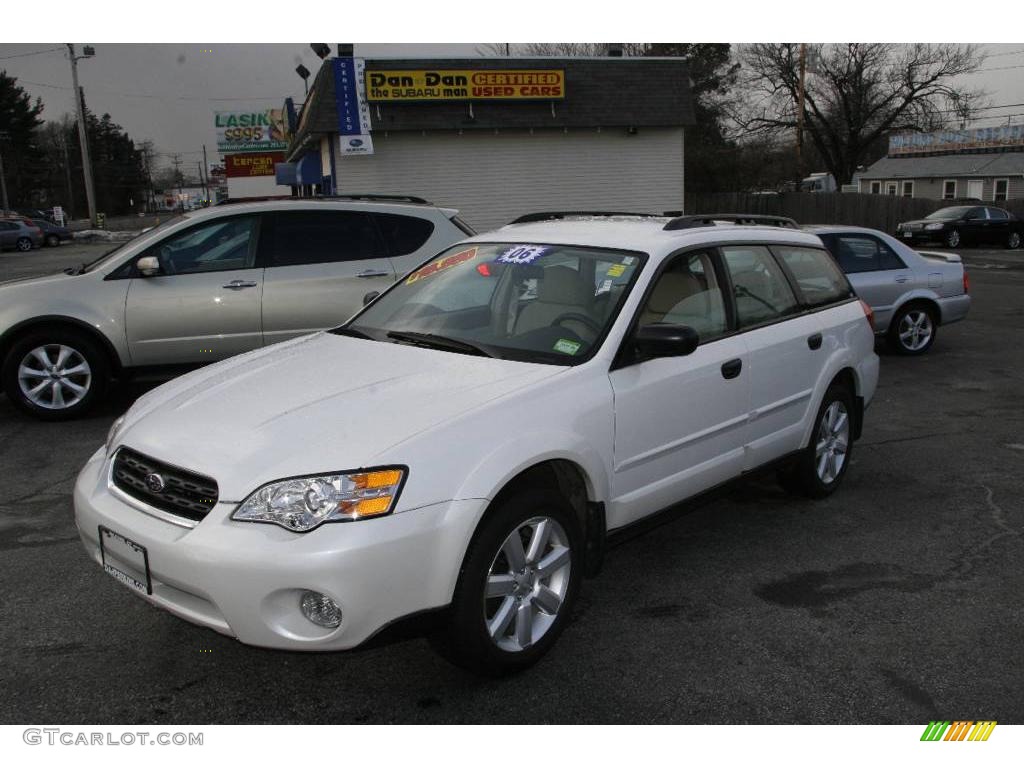 2006 Outback 2.5i Wagon - Satin White Pearl / Taupe photo #1