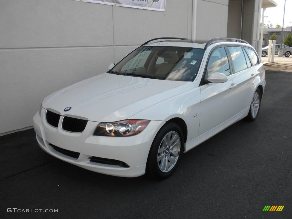 2007 3 Series 328i Wagon - Alpine White / Beige Dakota Leather photo #2