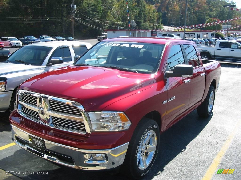 2010 Ram 1500 Big Horn Crew Cab - Inferno Red Crystal Pearl / Dark Slate/Medium Graystone photo #2