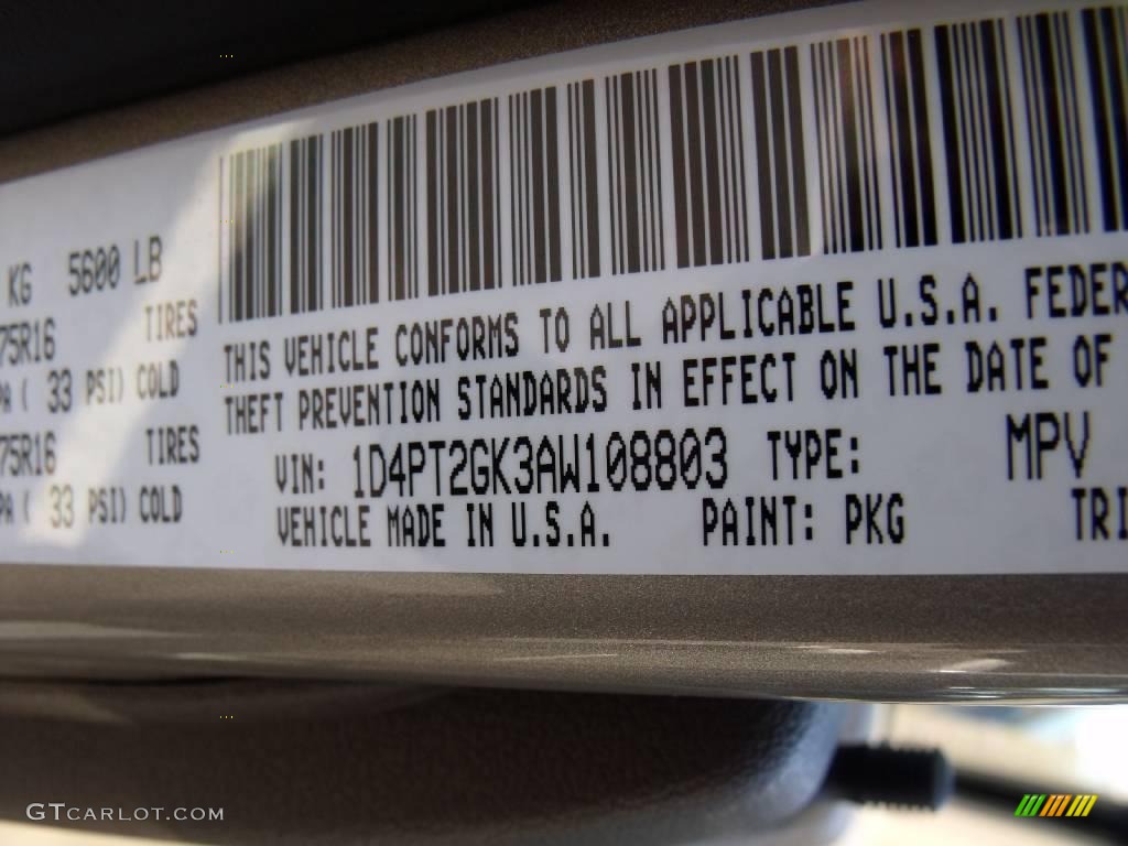 2010 Dodge Nitro SE Color Code Photos
