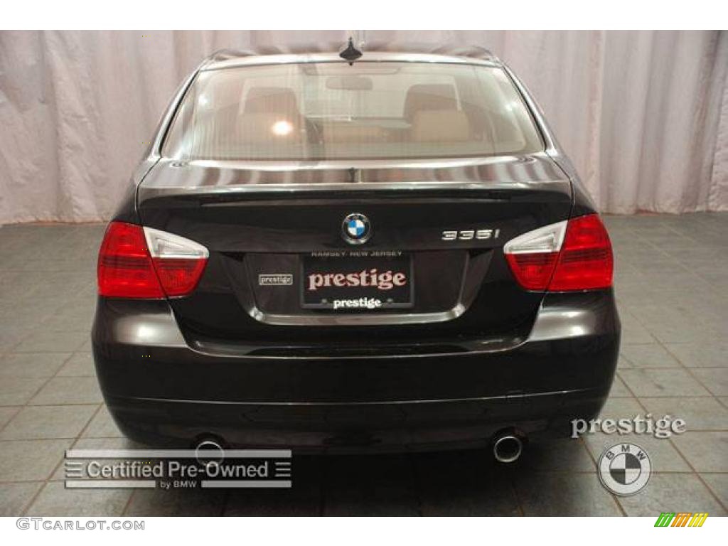 2007 3 Series 335i Sedan - Jet Black / Saddle Brown/Black photo #2