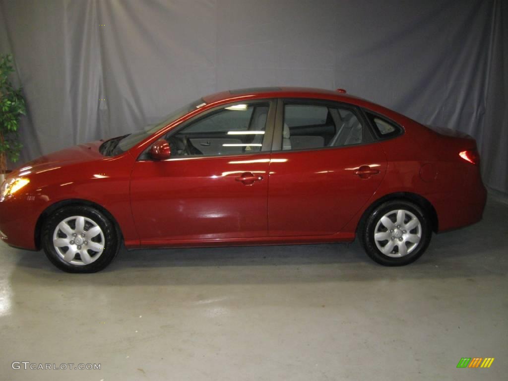 2008 Elantra GLS Sedan - Apple Red Pearl / Beige photo #2