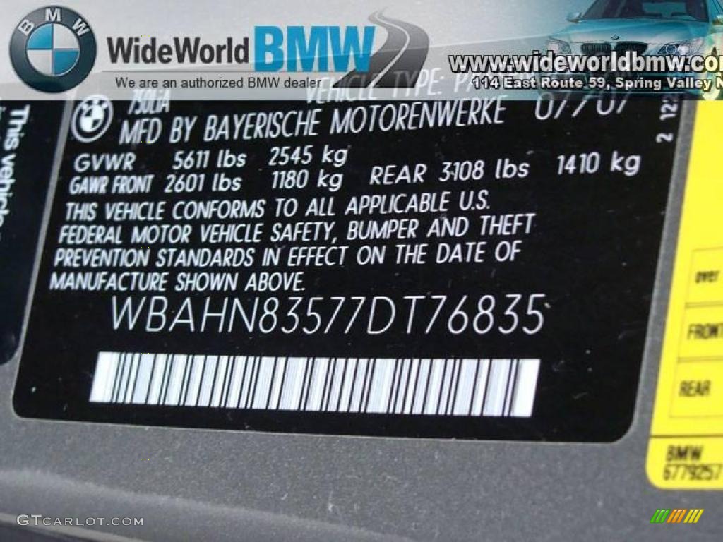 2007 7 Series 750Li Sedan - Titanium Grey Metallic / Black photo #15