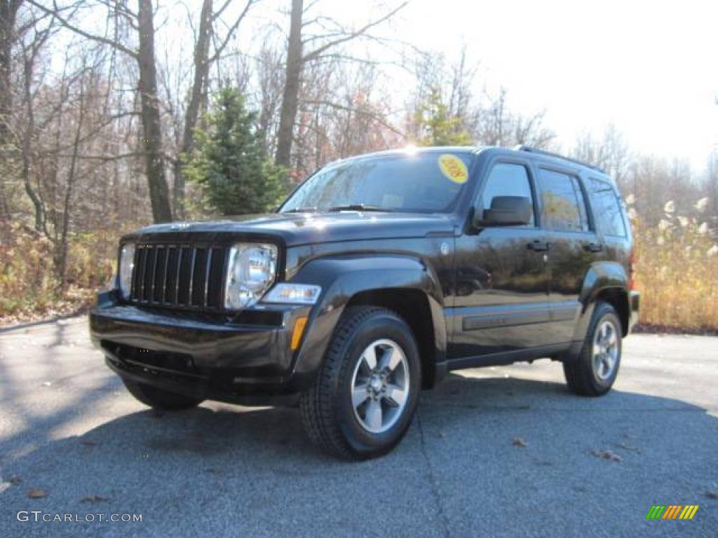 2008 Liberty Sport 4x4 - Brilliant Black Crystal Pearl / Pastel Slate Gray photo #1