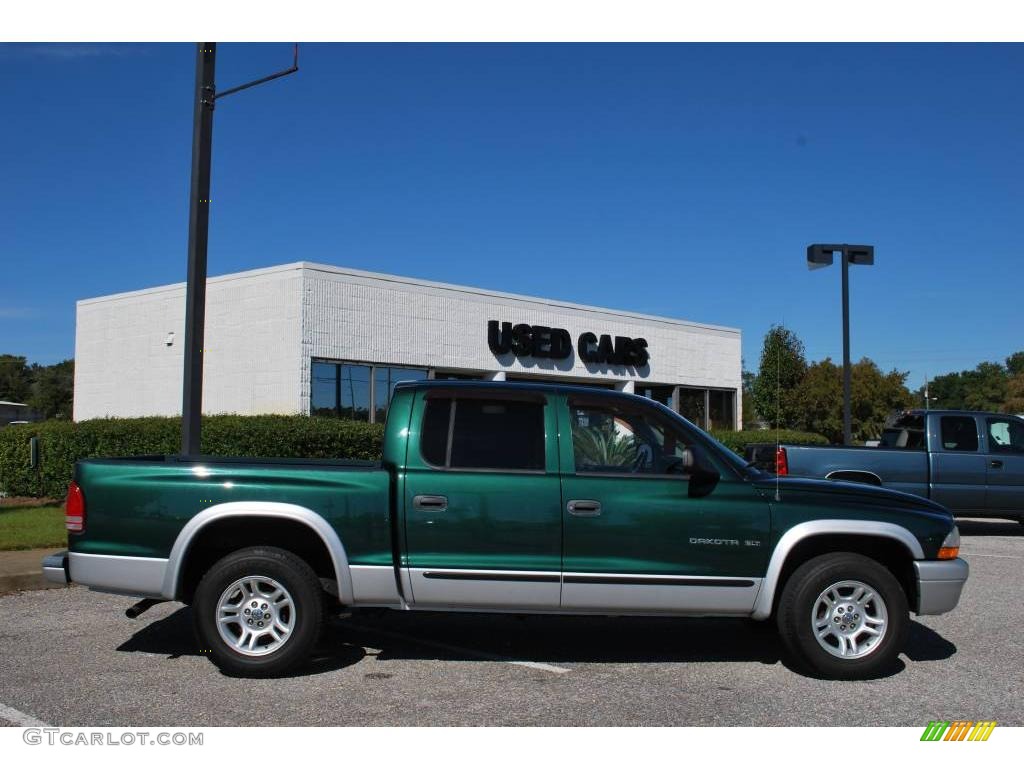 2002 Dakota SLT Quad Cab - Forest Green Pearl / Taupe photo #6