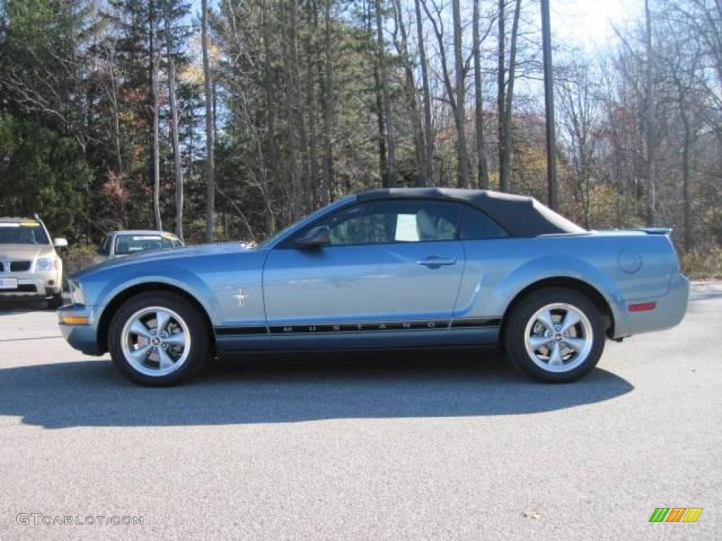 2007 Mustang V6 Premium Convertible - Windveil Blue Metallic / Medium Parchment photo #6