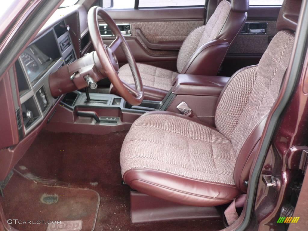 1991 Cherokee Laredo 4x4 - Black Cherry Pearl Metallic / Red photo #6