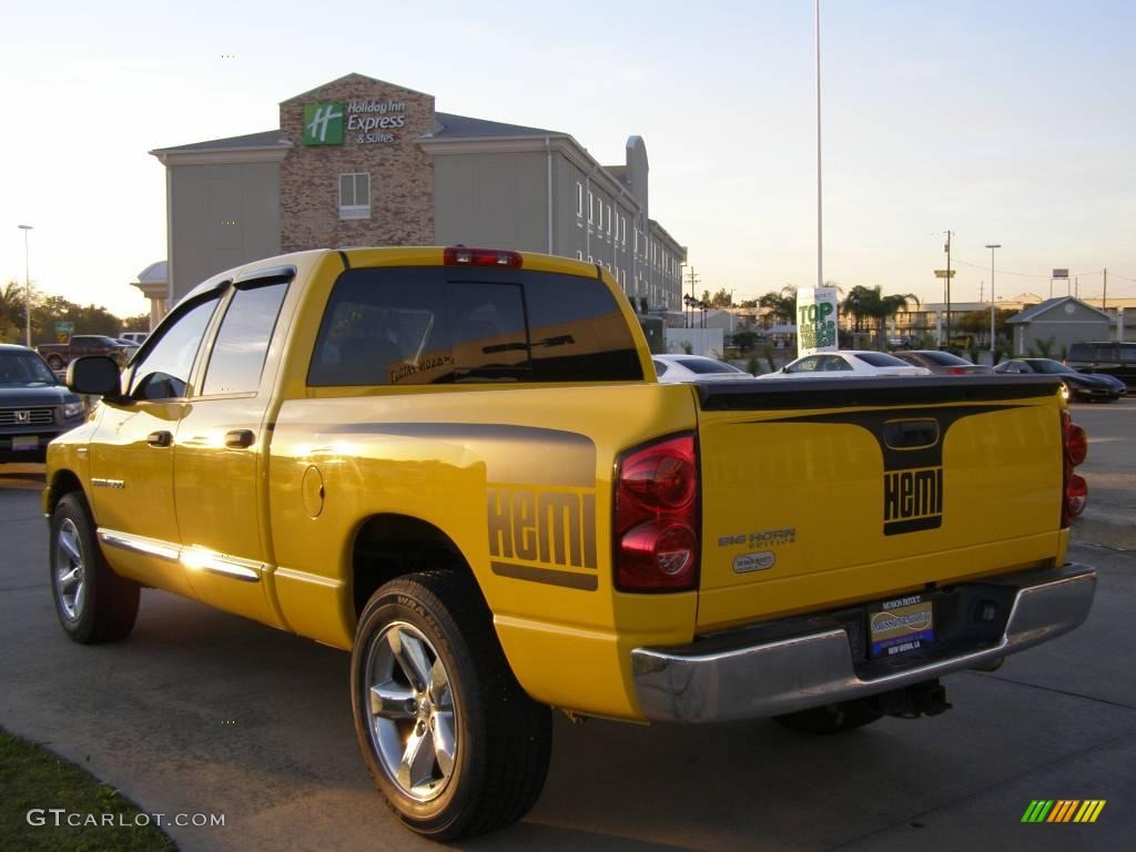 2007 Ram 1500 Big Horn Edition Quad Cab - Detonator Yellow / Medium Slate Gray photo #3