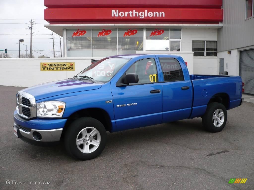 2007 Ram 1500 SLT Quad Cab 4x4 - Electric Blue Pearl / Medium Slate Gray photo #1