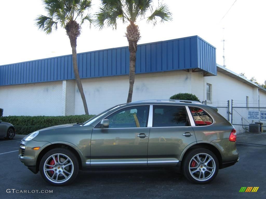 2008 Cayenne Turbo - Olive Green Metallic / Chestnut/Black Natural Leather photo #6