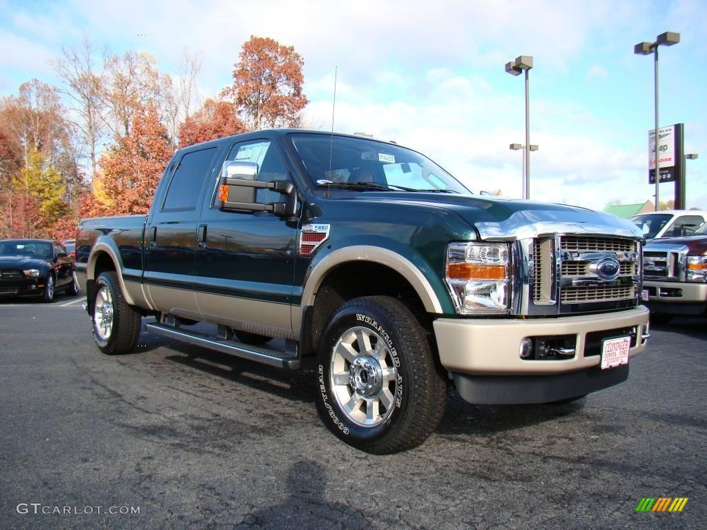 2010 F250 Super Duty Lariat Crew Cab 4x4 - Forest Green Metallic / Chaparral Leather photo #1