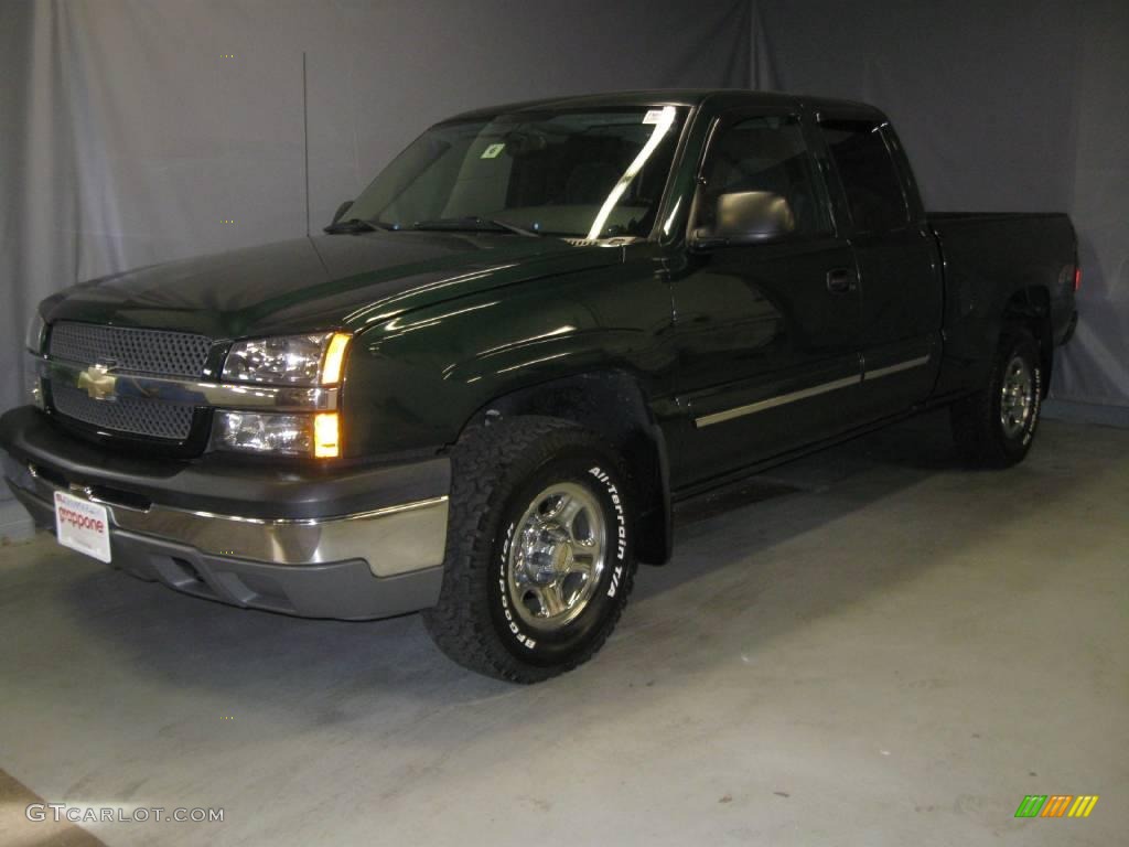 2004 Silverado 1500 LS Extended Cab 4x4 - Dark Green Metallic / Dark Charcoal photo #1