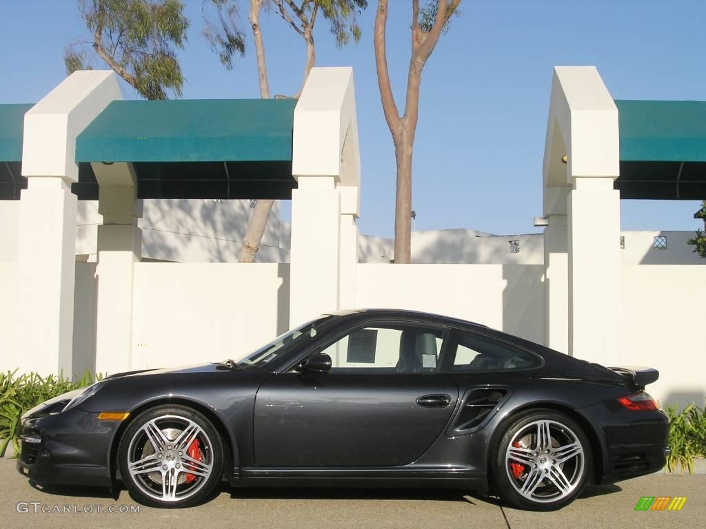 2007 911 Turbo Coupe - Atlas Grey Metallic / Black/Stone Grey photo #3