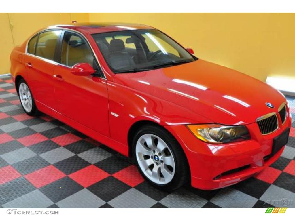 2006 3 Series 330xi Sedan - Electric Red / Grey photo #21
