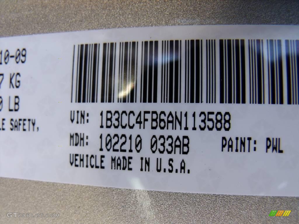 2010 Avenger Color Code PWL for White Gold Photo #21730755