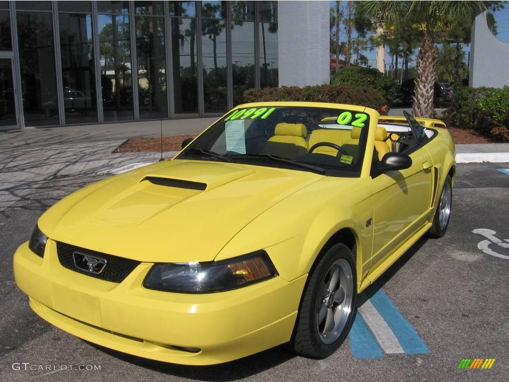 2002 Mustang GT Convertible - Zinc Yellow / Dark Charcoal photo #4
