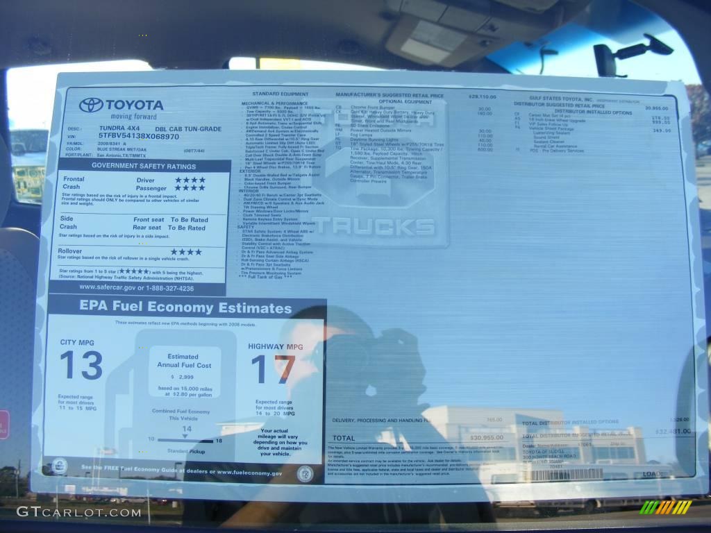 2008 Tundra Double Cab 4x4 - Blue Streak Metallic / Beige photo #15