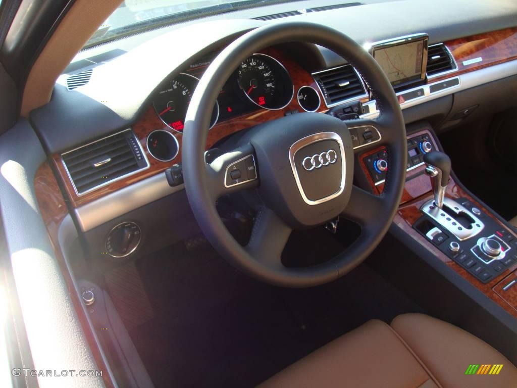 2009 A8 L 4.2 quattro - Oyster Grey Metallic / Amaretto/Black Valcona Leather photo #11