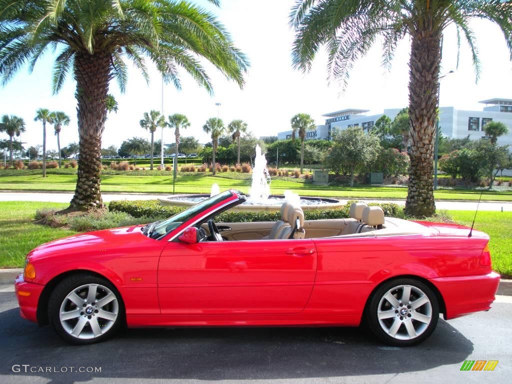 2001 3 Series 325i Convertible - Bright Red / Sand photo #13