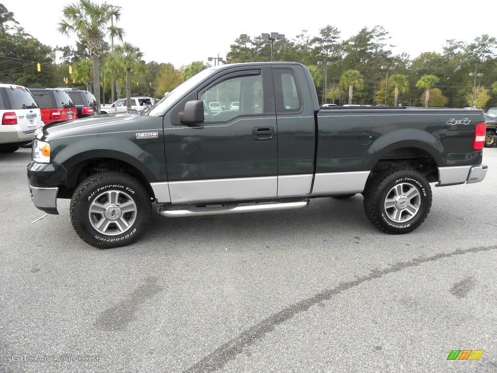 2005 F150 XLT Regular Cab 4x4 - Aspen Green Metallic / Medium Flint Grey photo #2