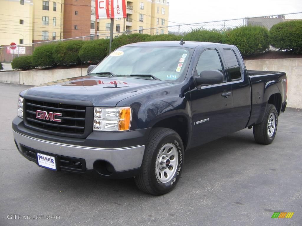 2008 Sierra 1500 SL Extended Cab 4x4 - Midnight Blue Metallic / Dark Titanium photo #2
