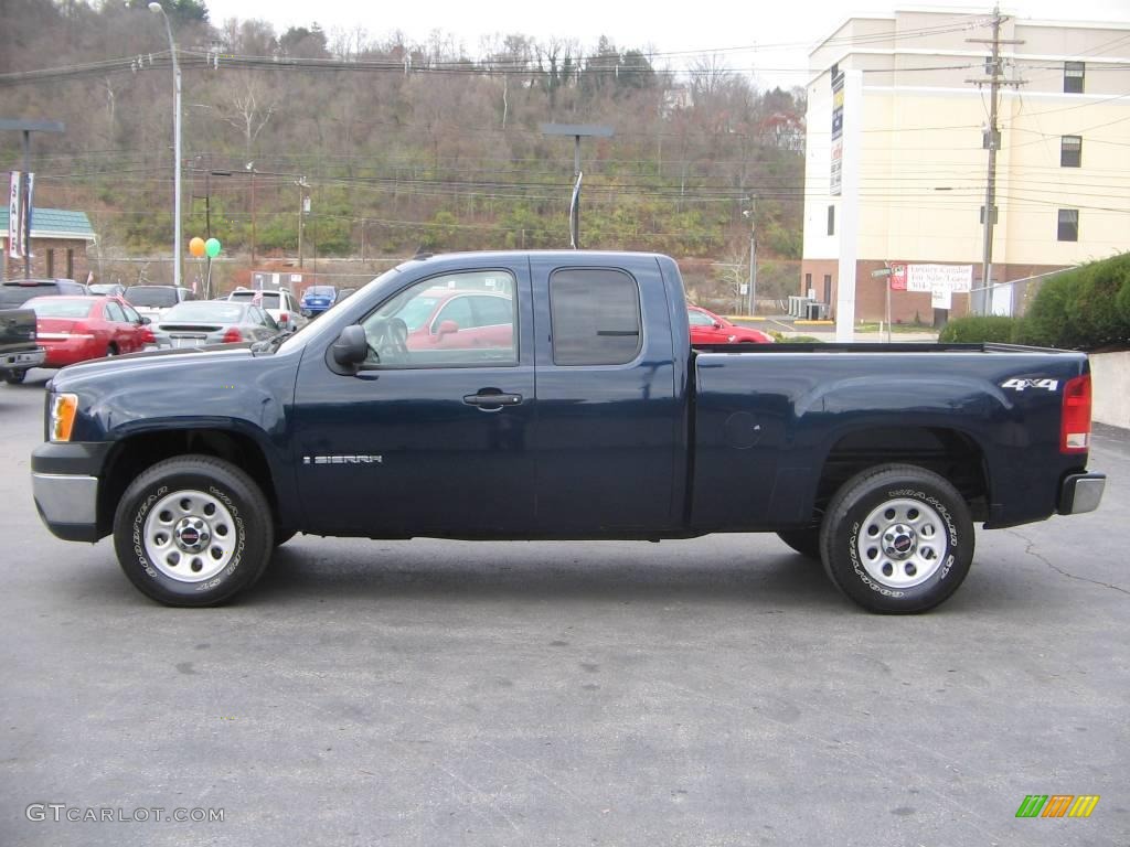 2008 Sierra 1500 SL Extended Cab 4x4 - Midnight Blue Metallic / Dark Titanium photo #3