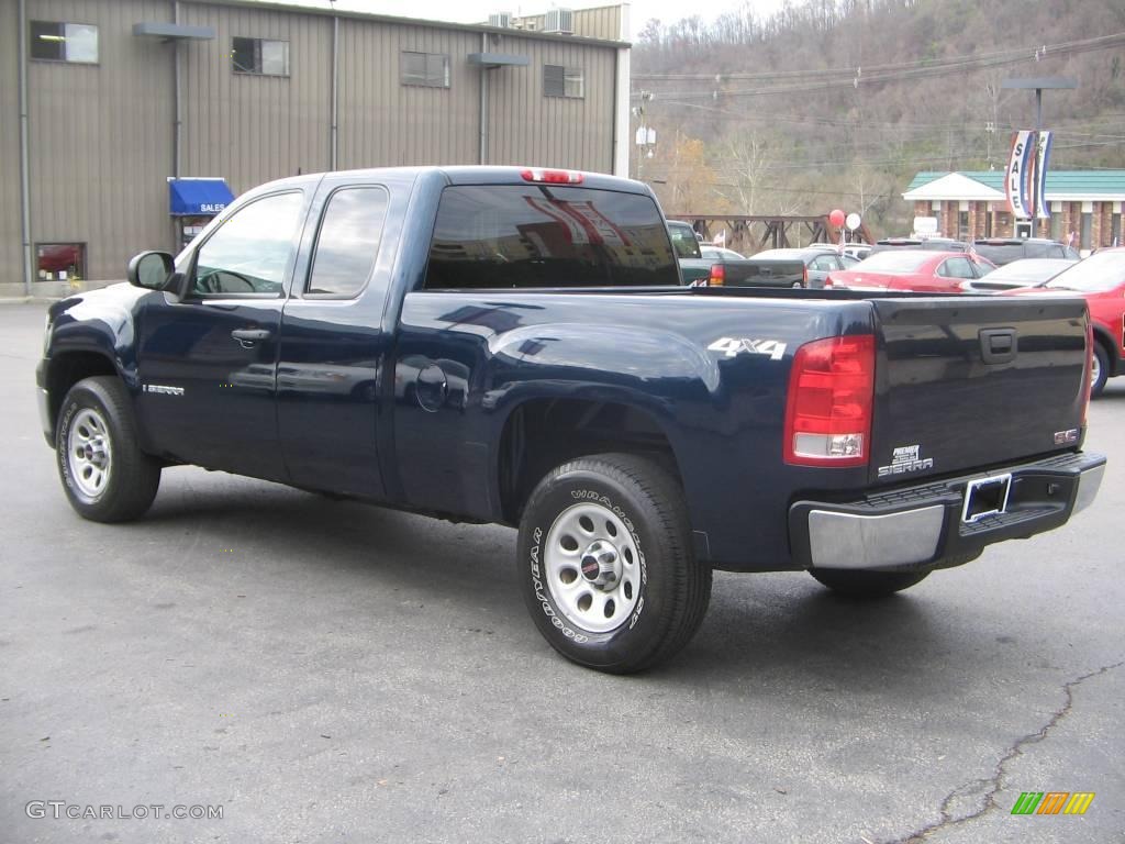 2008 Sierra 1500 SL Extended Cab 4x4 - Midnight Blue Metallic / Dark Titanium photo #4