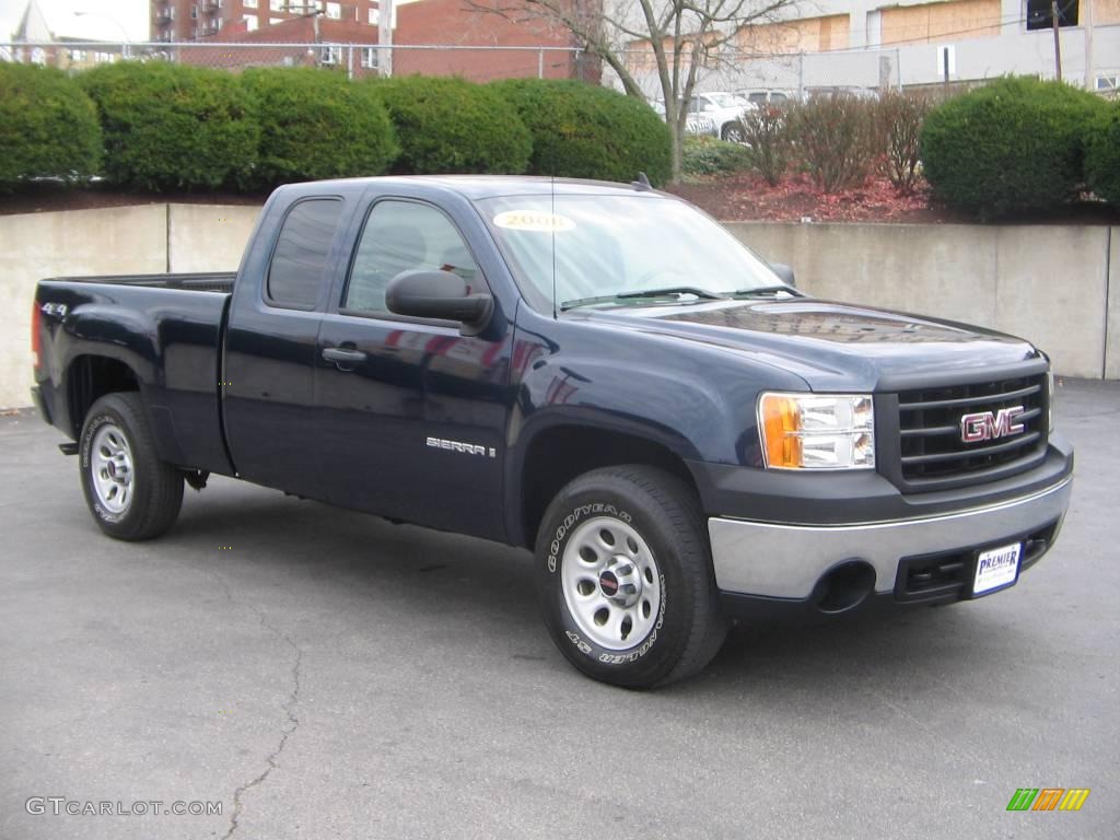 2008 Sierra 1500 SL Extended Cab 4x4 - Midnight Blue Metallic / Dark Titanium photo #8