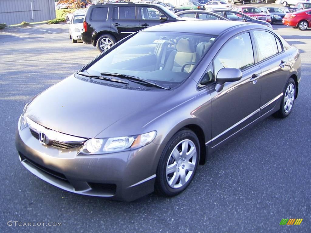 2010 Civic LX Sedan - Urban Titanium Metallic / Beige photo #1