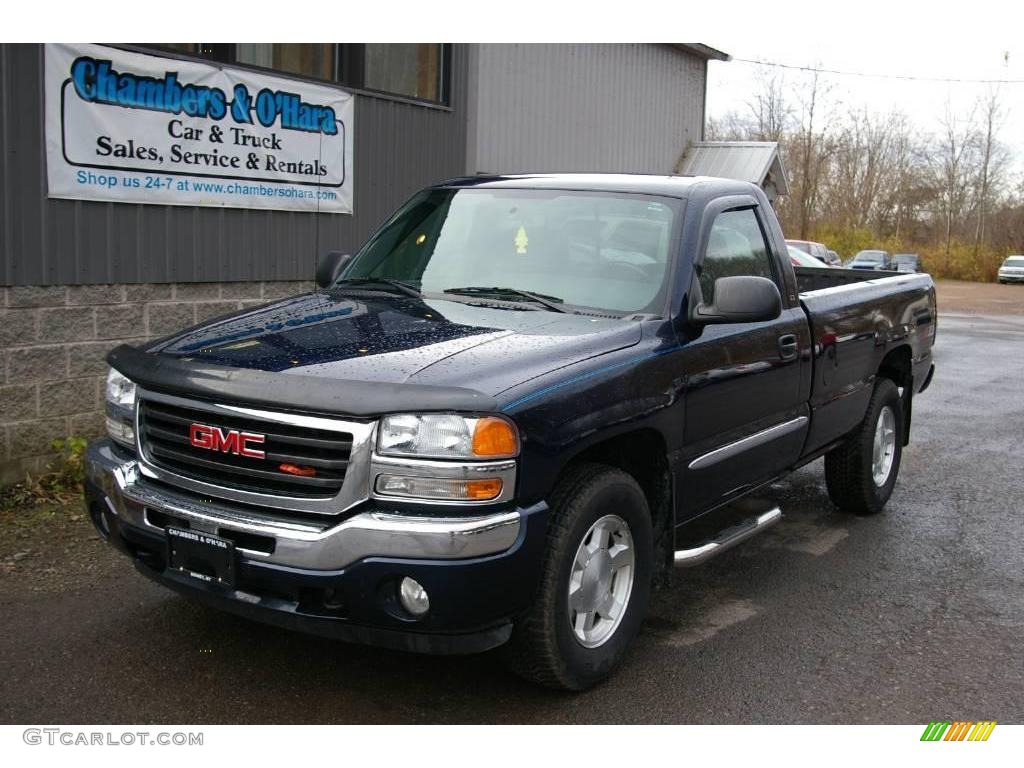 2006 Sierra 1500 SLE Regular Cab 4x4 - Deep Blue Metallic / Dark Pewter photo #1