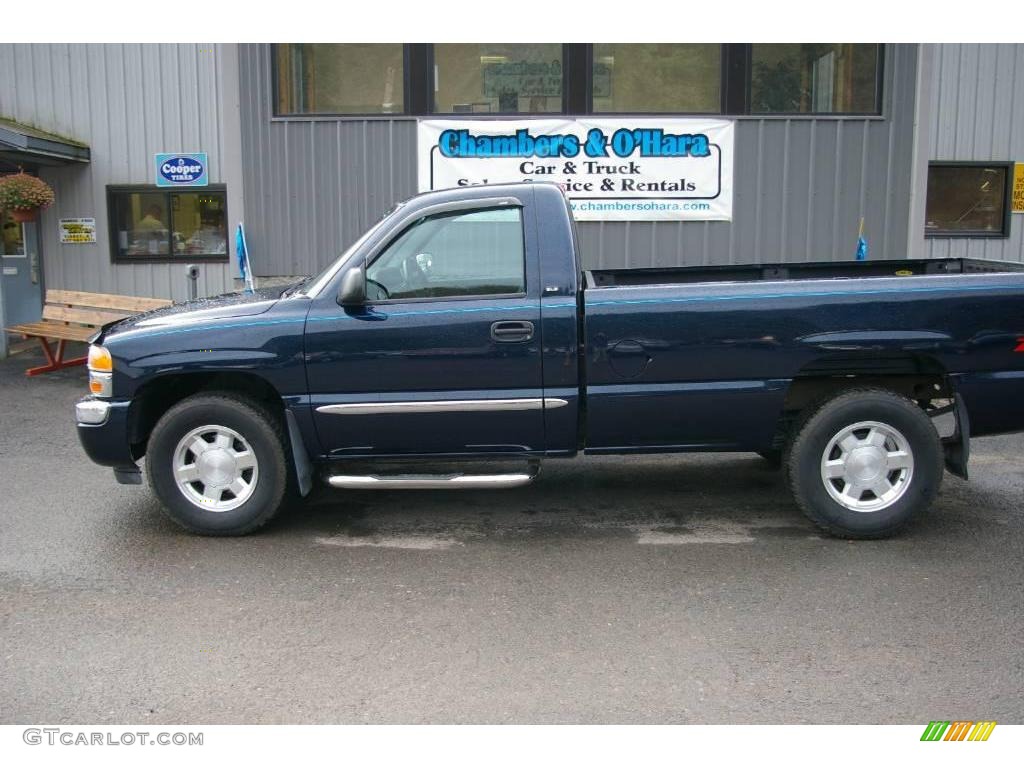 2006 Sierra 1500 SLE Regular Cab 4x4 - Deep Blue Metallic / Dark Pewter photo #2