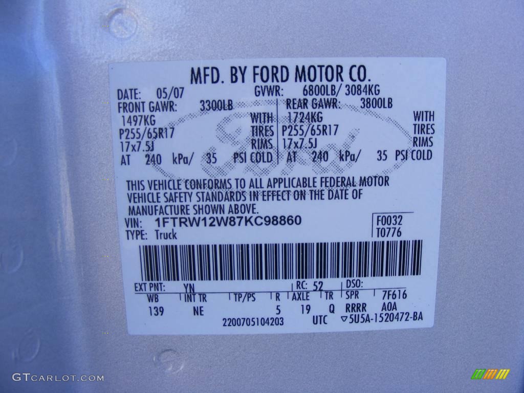 2007 F150 XLT SuperCrew - Silver Metallic / Medium Flint photo #43