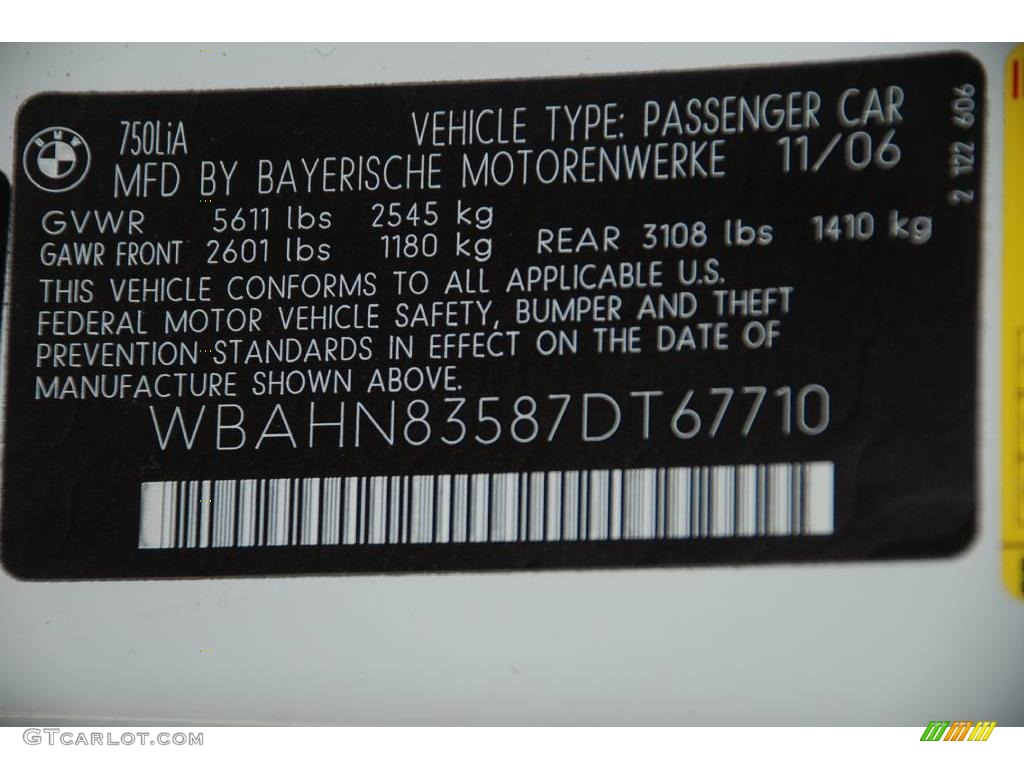 2007 7 Series 750Li Sedan - Alpine White / Black photo #9
