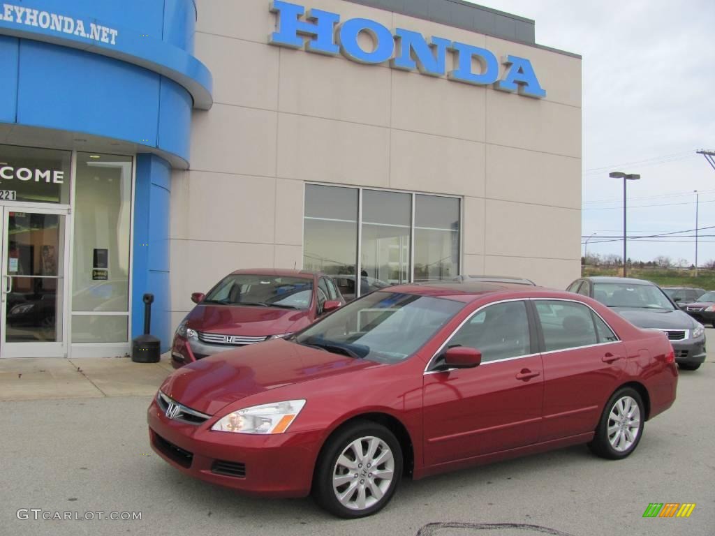 2007 Accord EX-L V6 Sedan - Moroccan Red Pearl / Gray photo #1