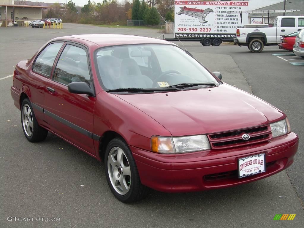 1993 Tercel DX Coupe - Red Pearl / Gray photo #2