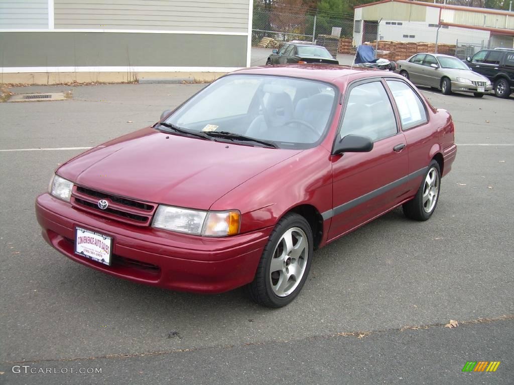 1993 Tercel DX Coupe - Red Pearl / Gray photo #4