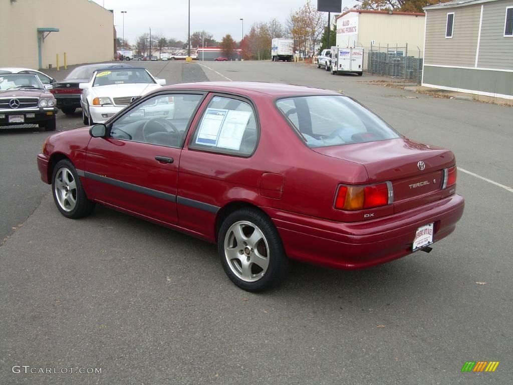 1993 Tercel DX Coupe - Red Pearl / Gray photo #6