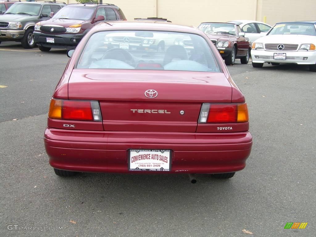 1993 Tercel DX Coupe - Red Pearl / Gray photo #7