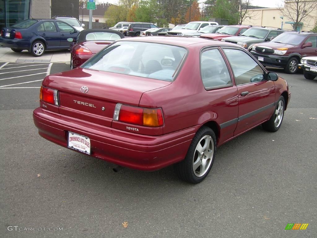 1993 Tercel DX Coupe - Red Pearl / Gray photo #8